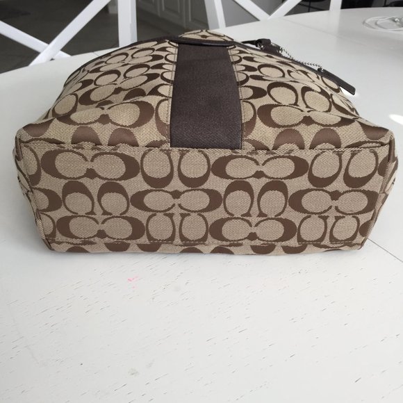 Coach Signature Canvas Stripe Tote Shoulder Bags